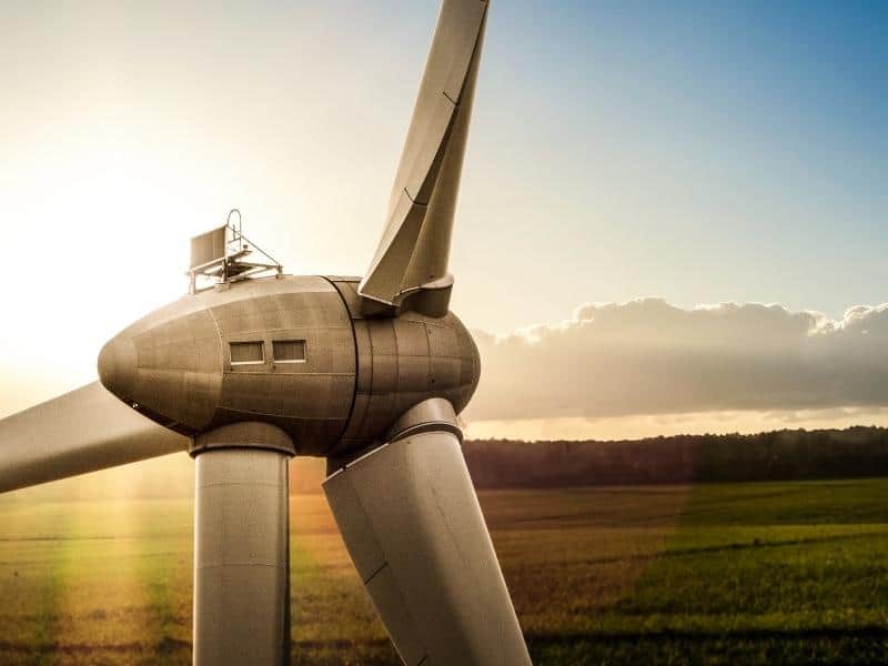 Close up of the rear of a wind turbine